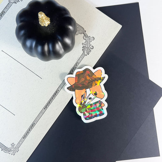 Halloween Freddy Krueger Holographic Vinyl Sticker