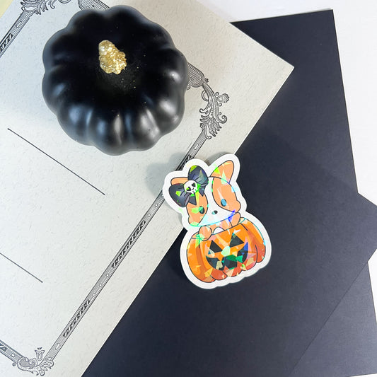 Halloween Pumpkin Holographic Vinyl Sticker