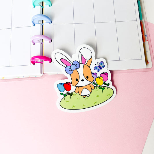 Bunny Cookie with Tulips Vinyl Sticker