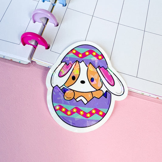 Bunny Cookie in Egg Holographic Vinyl Sticker