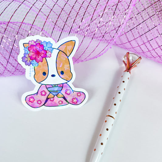 Pink Kimono Cookie Holographic Vinyl Sticker
