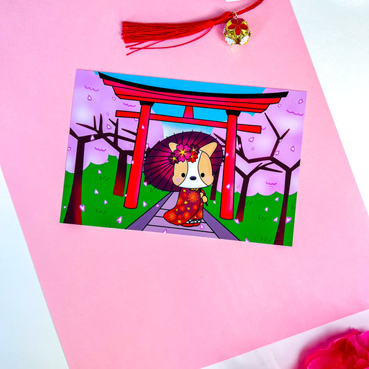 Kimono Cookie with Umbrella Mini Art Print 4x6